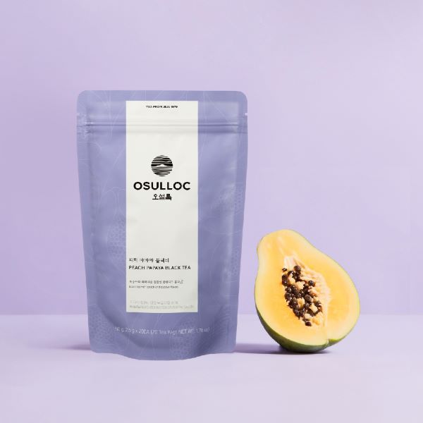 OSULLOC Peach Papaya Black Tea 20 Pyramid Tea Bags — brand product imagery