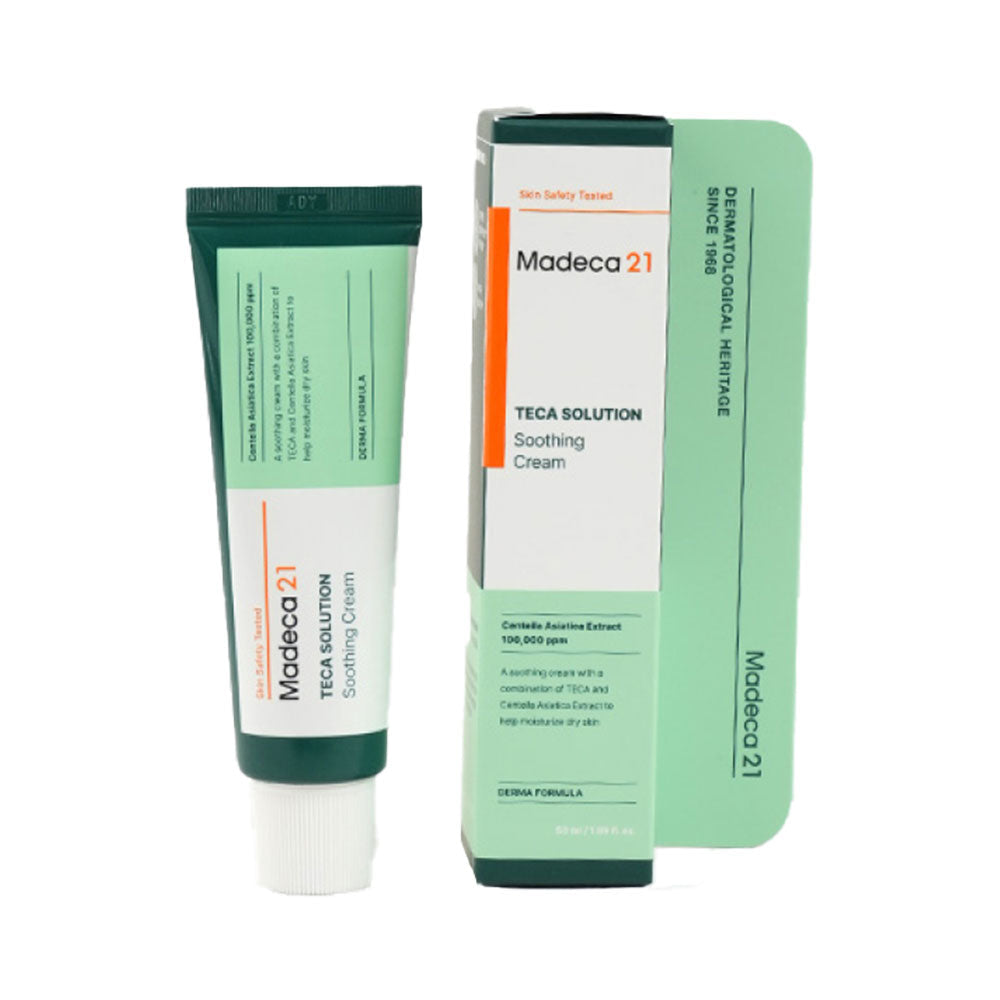 Madeca21 TECA Solution Soothing Cream 50ml, Cica Barrier Moisturizer with Centella Extract, Hydrating Face Cream for Sensitive Skin