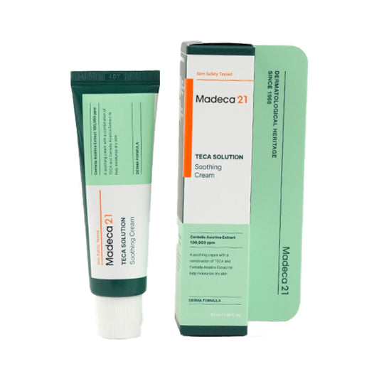Madeca21 TECA Solution Soothing Cream 50ml, Cica Barrier Moisturizer with Centella Extract, Hydrating Face Cream for Sensitive Skin