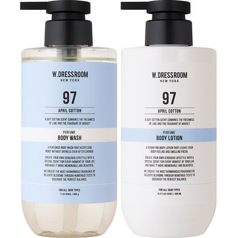 [W.Dressroom] Perfume Body Care Set 97 April Cotton 1 set (Body Wash 500g + Body Lotion 500g) - JTORY : Quick Delivery From KOREA