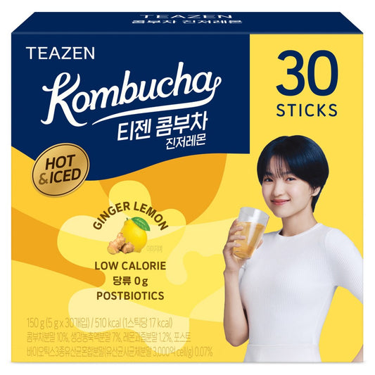 [TEAZEN] Lemon Ginger Hot & Ice Kombucha Tea 30 Sticks