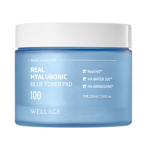 [WELLAGE] Real Hyaluronic Blue Toner Pad 70 Sheets - JTORY : Quick Delivery From KOREA