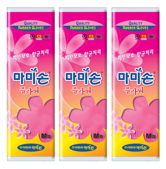 [Mamison] Korean Dishwashing Rubber Gloves, Natural Latex, Medium Size, Reusable Washable Cleaning Gloves, Made in Korea, Pink, 3 Pairs
