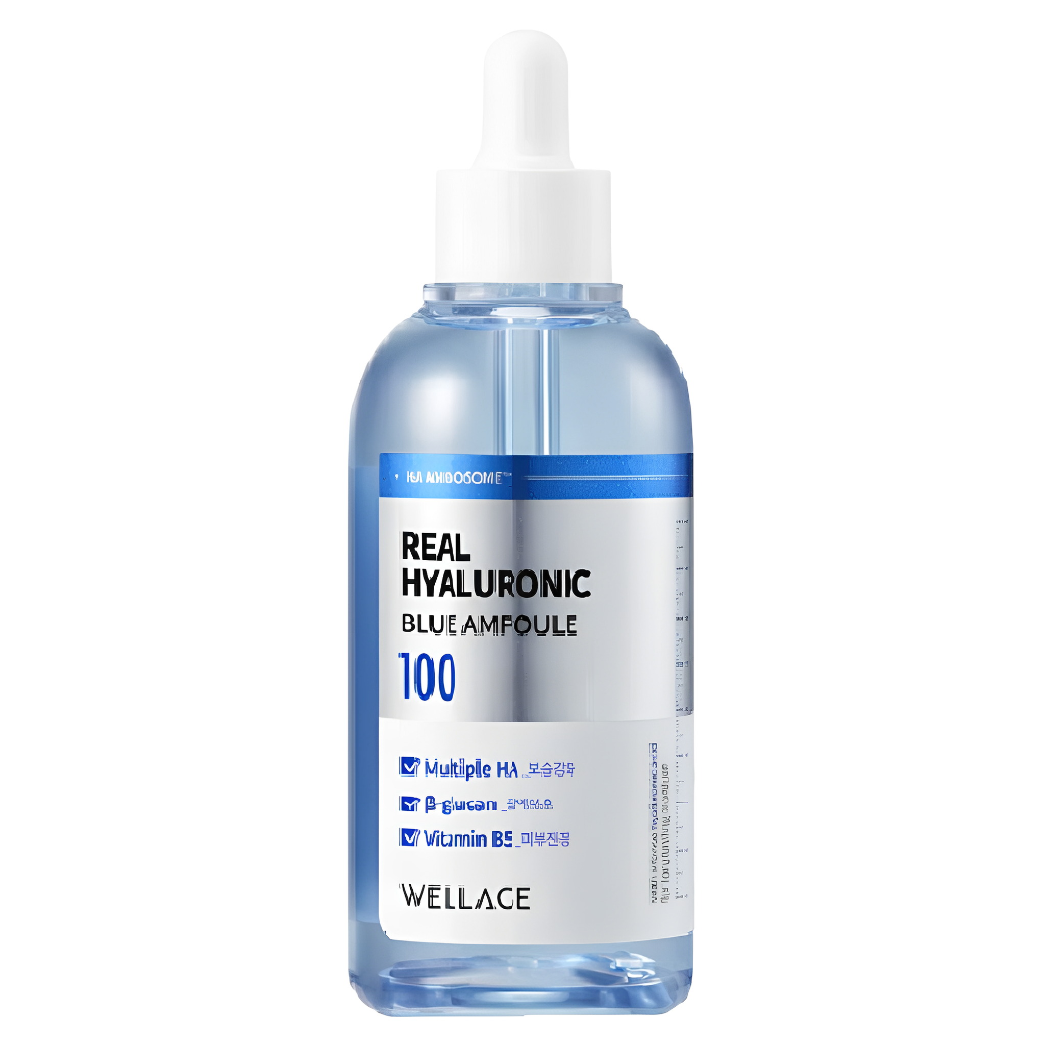 [WELLAGE] Real Hyaluronic Blue Ampoule 100, Fragrance Free Hyaluronic Acid Ampoule, Hydrating Non Sticky Serum for Sensitive Dry Skin, 2.54 fl.oz - JTORY : Quick Delivery From KOREA