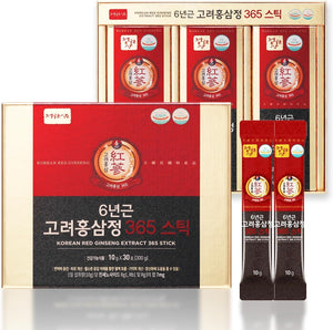 Jungwonsam 6-Year Korean Red Ginseng Extract 365 | 30 Sticks | Vegan | 7mg Ginsenosides per Stick | Energy, Focus, Fatigue, Immune Support | Supplement for Men & Women