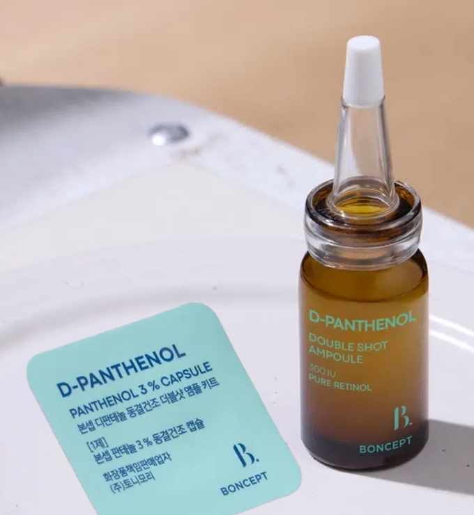 Boncept D-Panthenol Freeze-Dried Double Shot Ampoule Kit, Barrier Care Facial Treatment with Panthenol & Niacinamide
