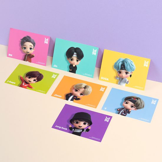 [Monami] TinyTAN Permanent Marker & Postcard Collection Set – 7 Markers + 7 Character Postcards | Made in Korea