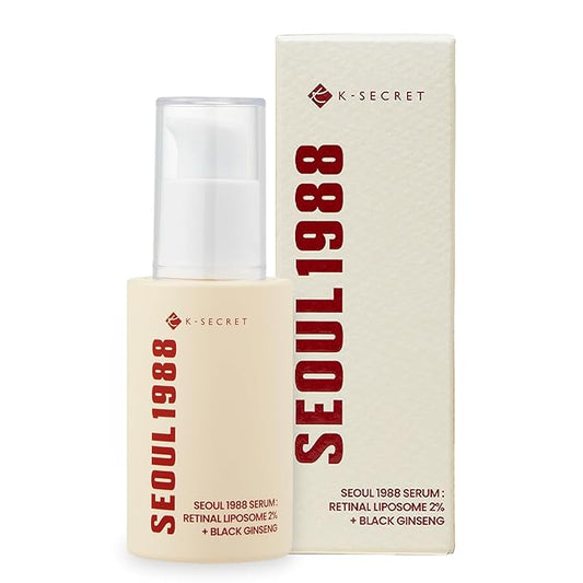 K-SECRET SEOUL 1988 Retinal Serum: Retinol Serum for Face Anti Aging Wrinkle Care - 2% Retinal Liposome Black Ginseng Niacinamide Bakuchiol Vitamin C & 3 Peptides 30mL