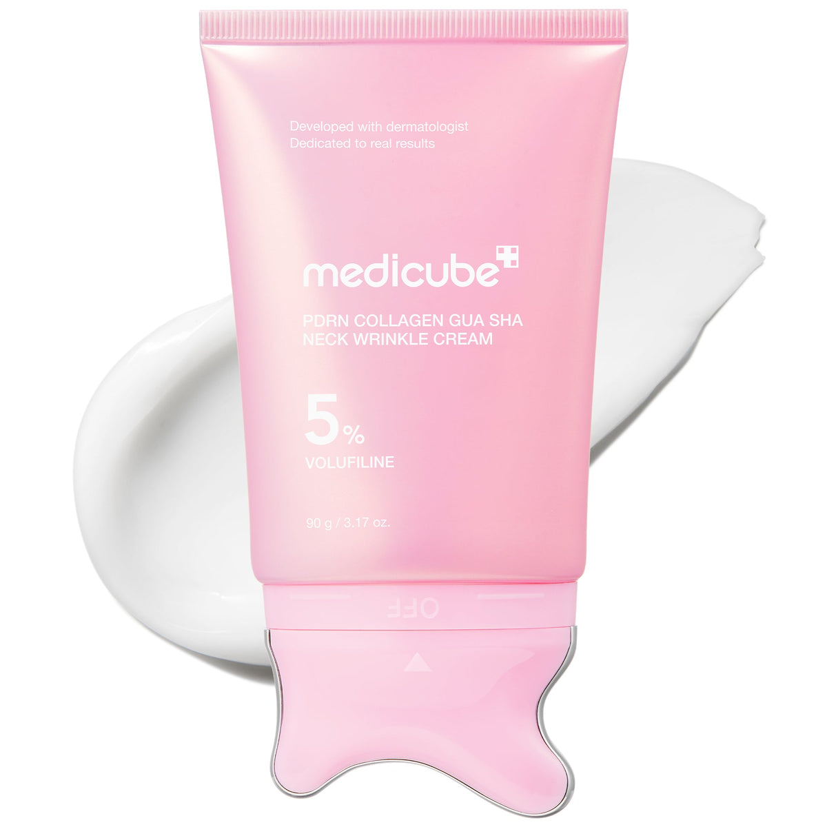 Medicube PDRN Collagen Gua Sha Neck Wrinkle Cream 90g with built-in applicator